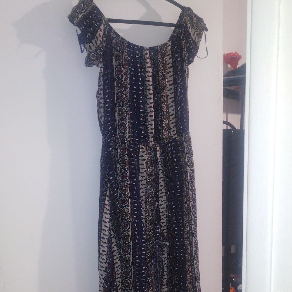 Elegant Blue Patterned Dress
